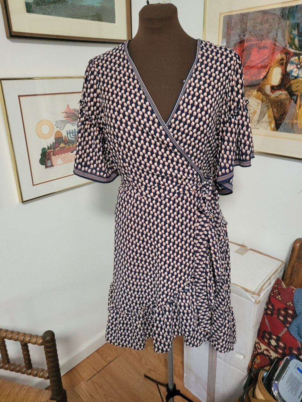 Max Studio Wrap Dress Mini With Ruffles Size M